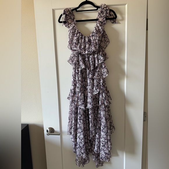 Misa Los Angeles off the shoulder ruffle dress in multi purple colors - Picture 1 of 4
